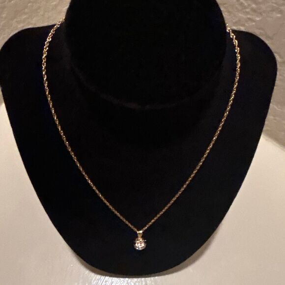 Vintage Nina Ricci Gold Plated Chain Necklace NR Logo Gemstone Charm Pendant - Picture 5 of 7